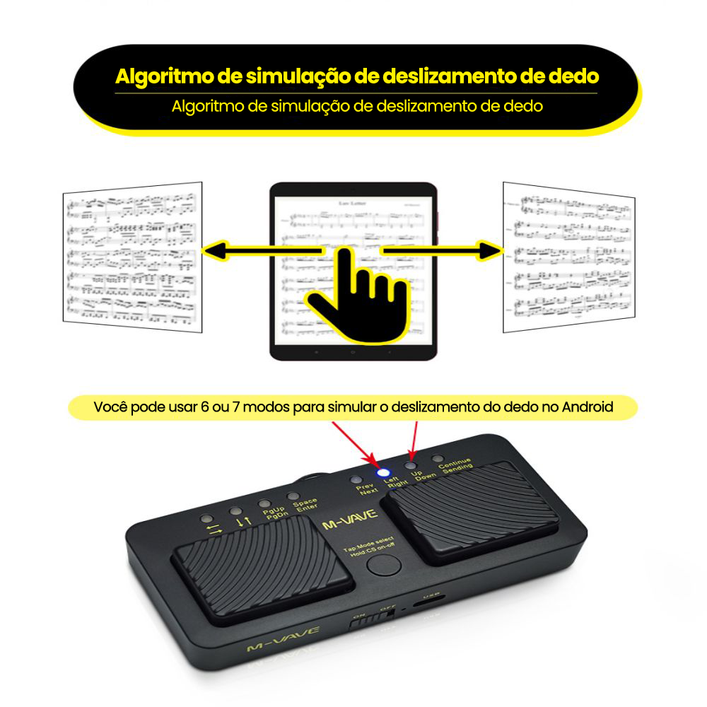 Pedal Passador de Páginas - Silêncioso e Bluetooth Turner - M-Vave