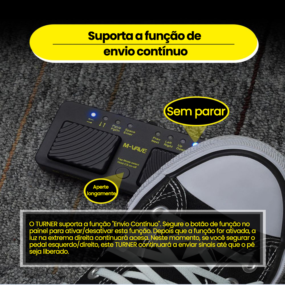 Pedal Passador de Páginas - Silêncioso e Bluetooth Turner - M-Vave