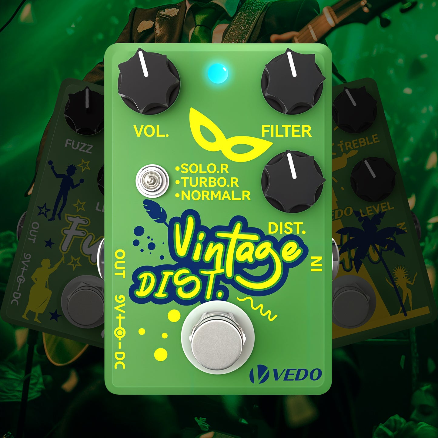 Pedal de Efeito Distorição Vintage de Guitarra - Vedo