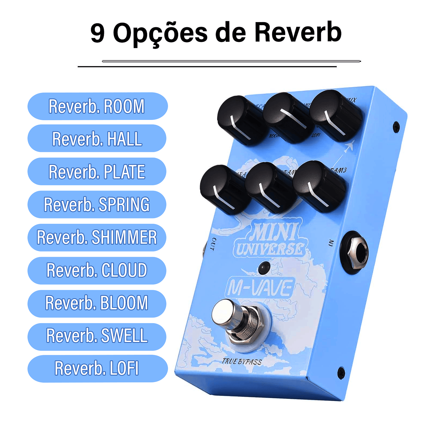 Pedal de Efeitos Mini Universe - 9 Tipos True Bypass - M-VAVE