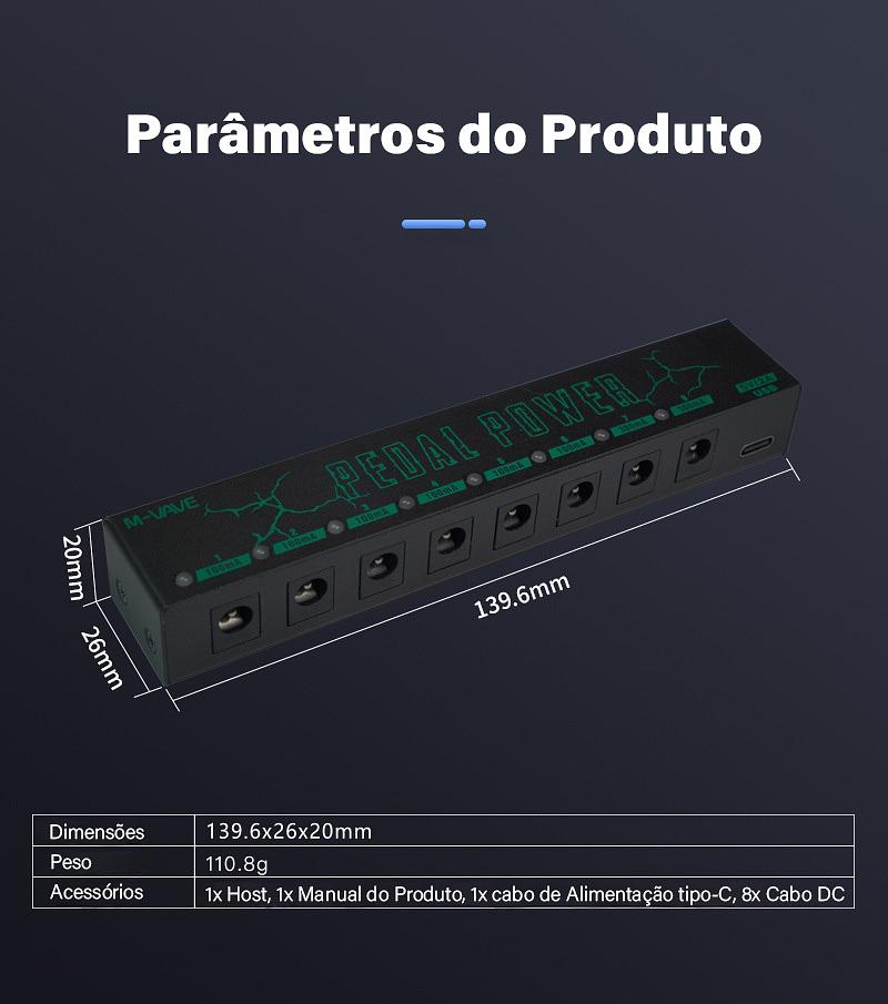 Fonte De Alimentação para Pedal de Efeito - M-Vave