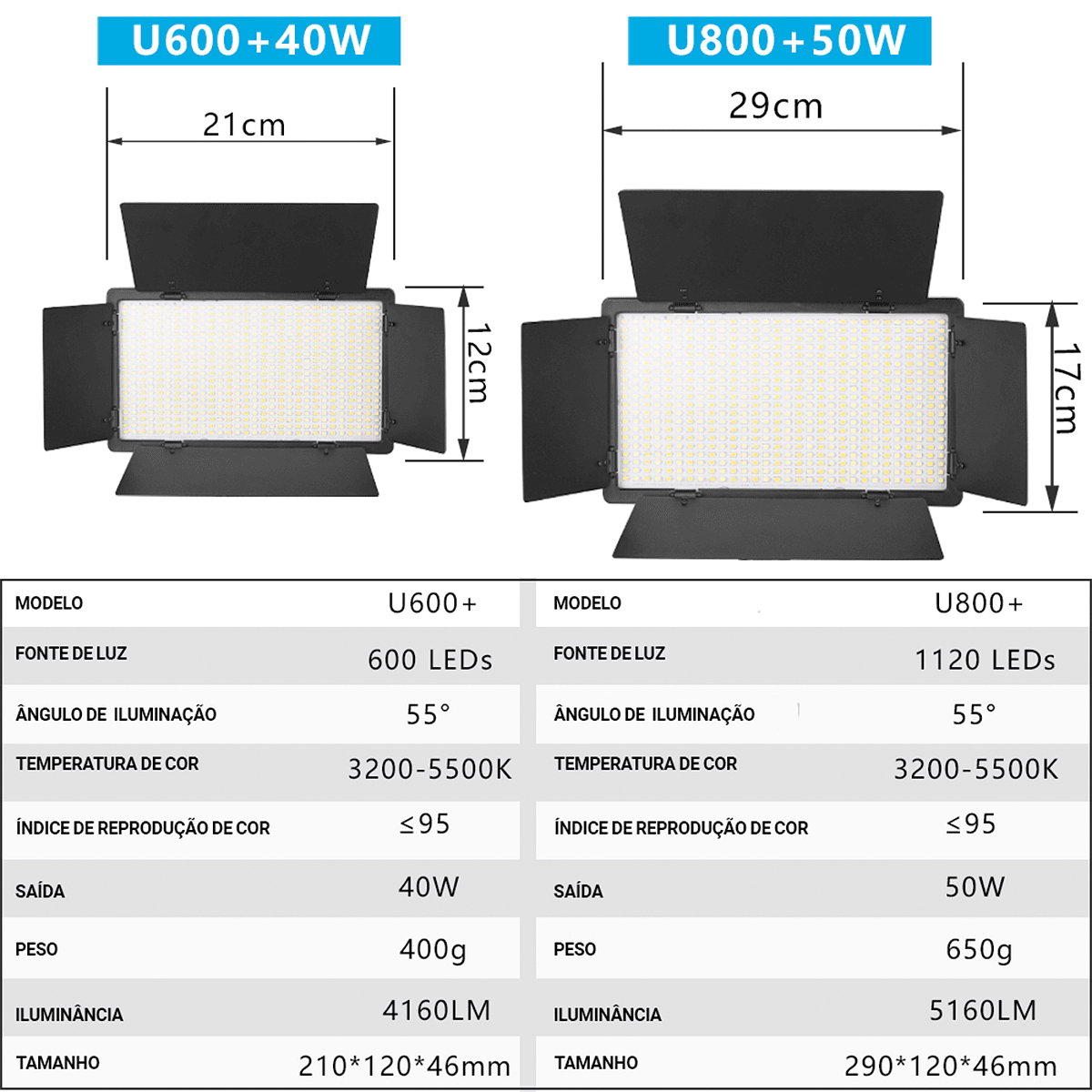 Luz de Preenchimento Profissional - LED 1120 Lâmpadas - Modus