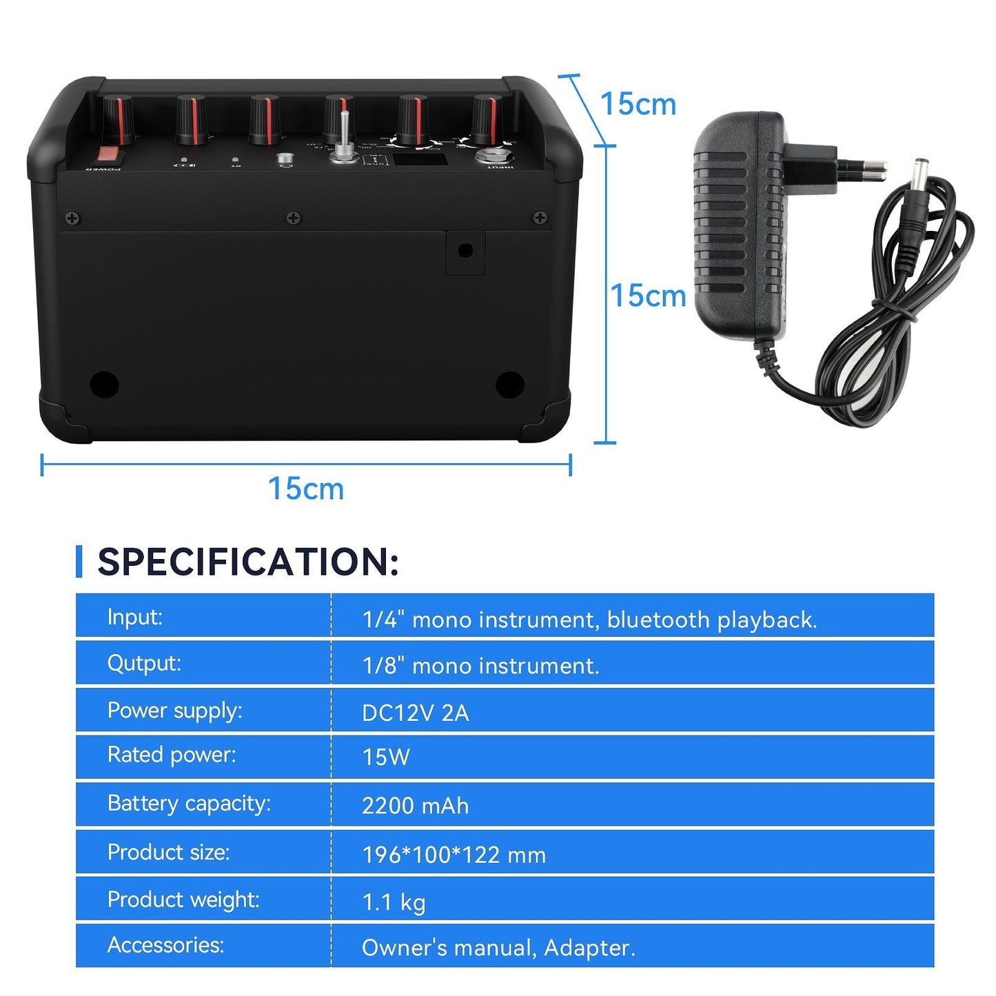 Mini-Amplificador para Guitarra ou Baixo - Vedo