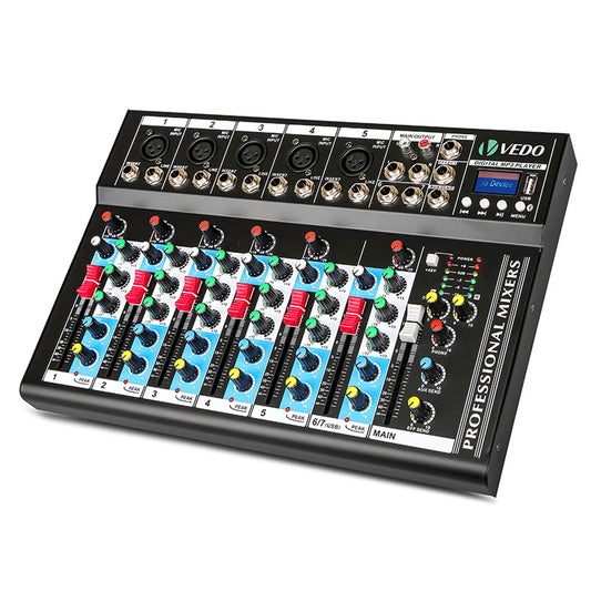 Mesa de Som Profissional  e Interface de Áudio de 7 Canais - Mixer - Vedo