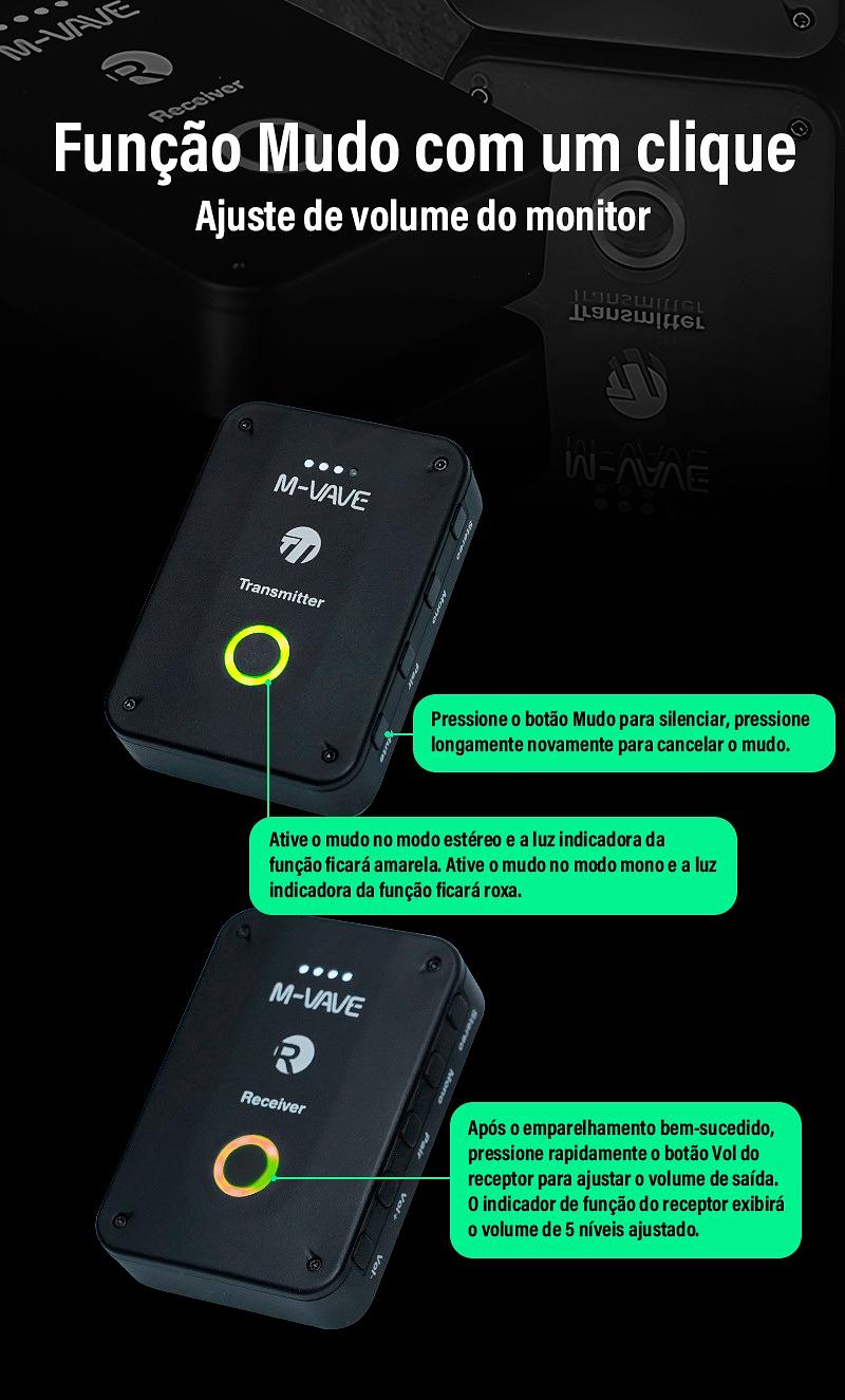 Receptor Wireless 2.4ghz para Fone de Ouvido - M-VAVE