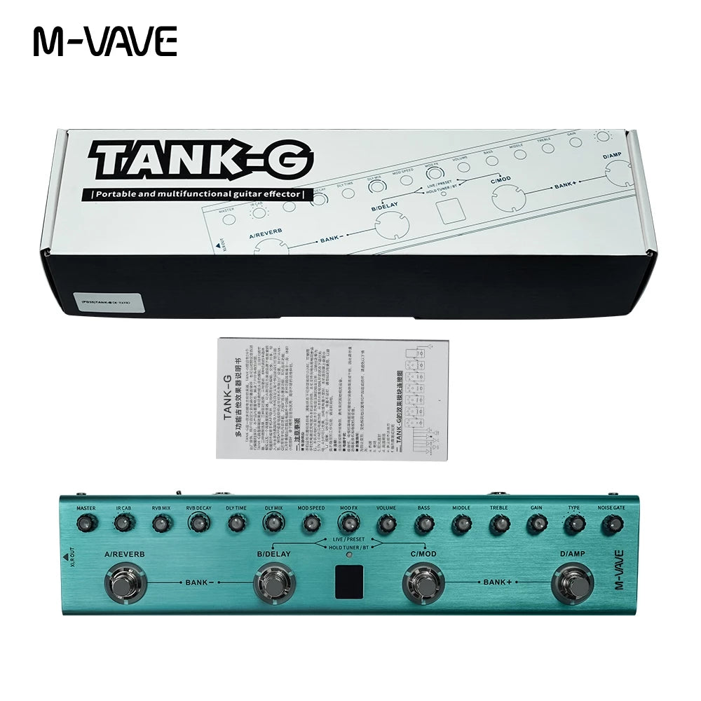 M-Vave Tank-G Pedal de Guitarra e Baixo Multiefeito  Recarregável